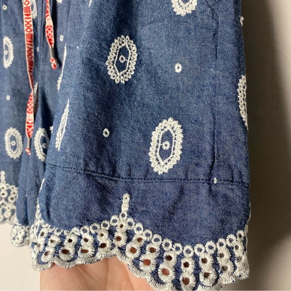 Anthropologie ett:twa Eyelet Chambray Pull On Casual Comfy Shorts size Medium - Picture 8 of 13
